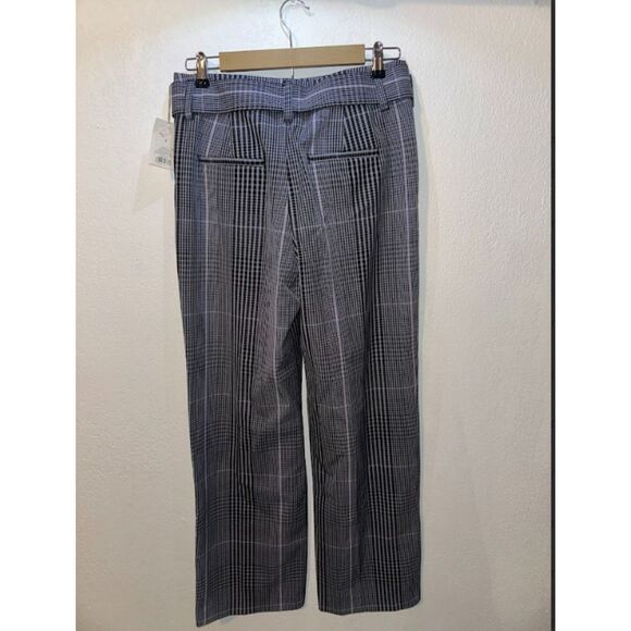 448 Women's Plaid High Rise Wide Leg Trousers with Belt - Picture 2 of 6